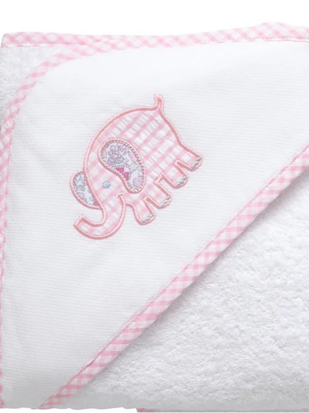 Baby Hooded Towel with Pink Trim